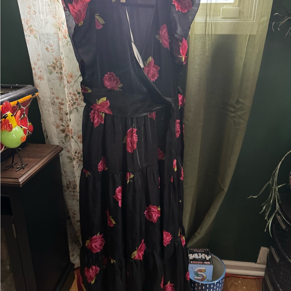 Floral Black and Pink Women's Dress